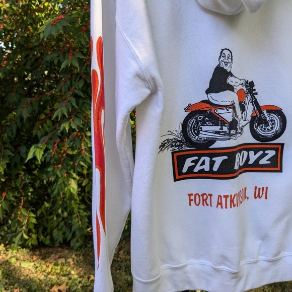 White Harley inspired Hoodie from Fat Boyz Biker Bar Fort Atkinson, WI - Picture 7 of 7